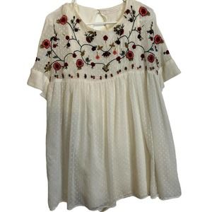 Zara Trafaluc Collection White Embroidered Dress Large Floral